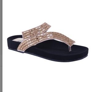 Bolero Gold Rhinestone Curved Strap Sandal